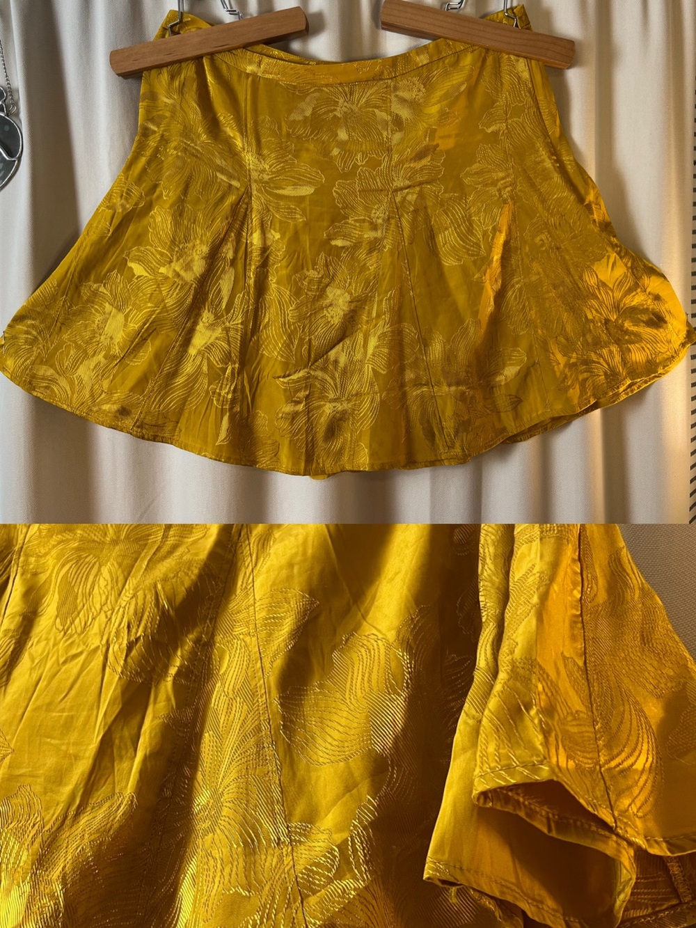 Banana Republic Mustard-Gold Floral Fit & Flare Skirt
